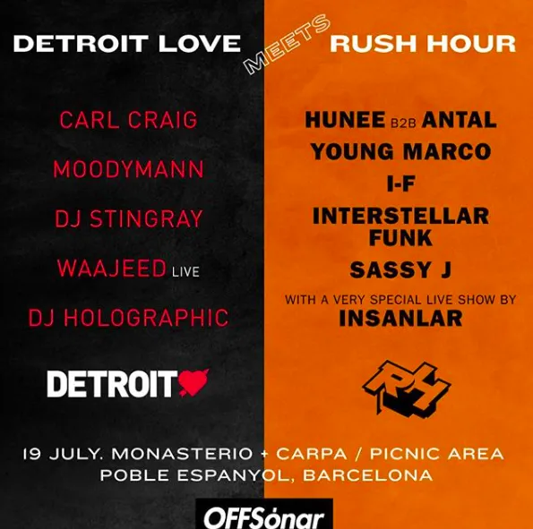 OFFSónar reveals line-up for Detroit Love x Rush Hour party